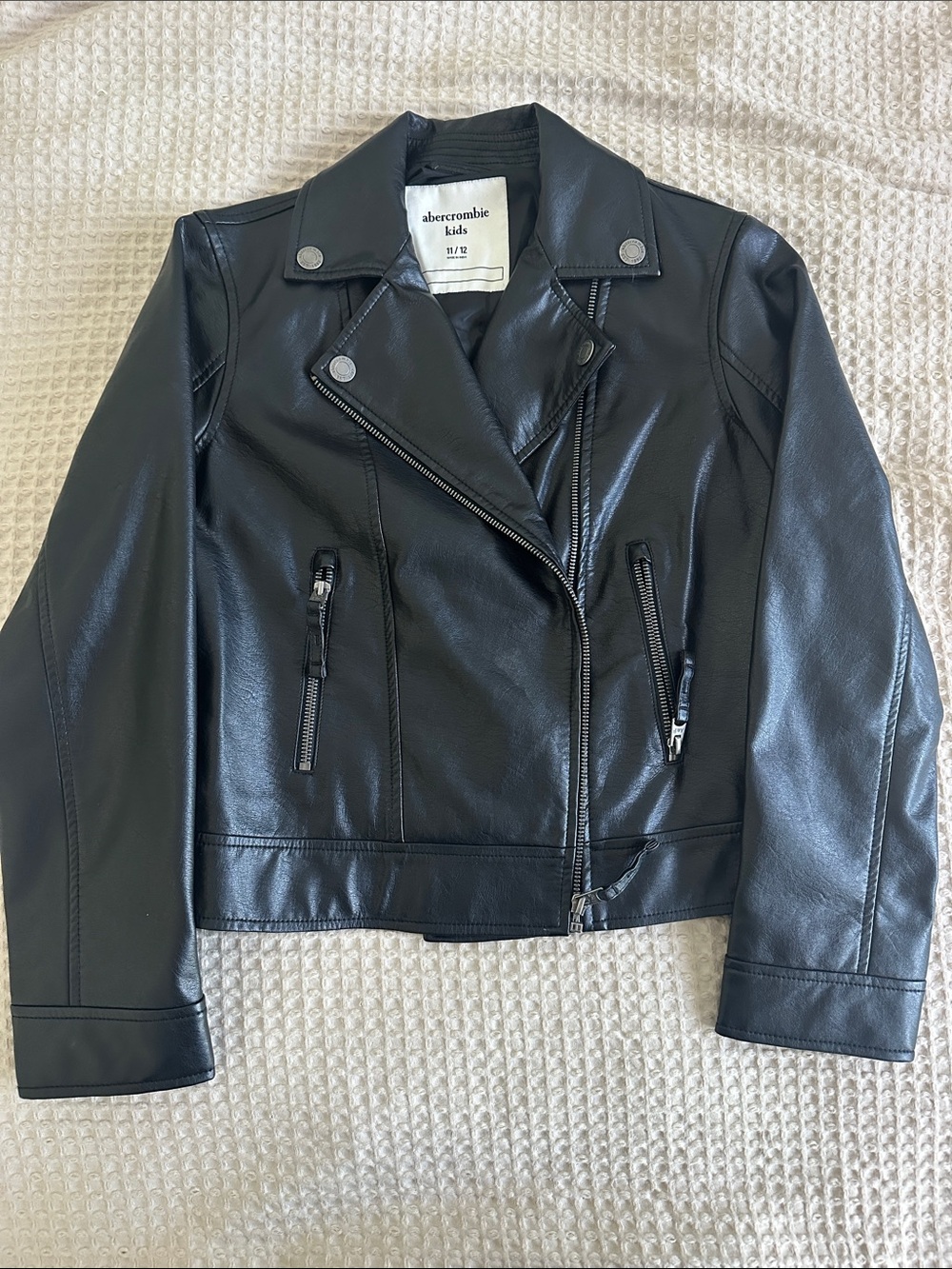 abercrombie kids Black Faux Leather Moto Jacket